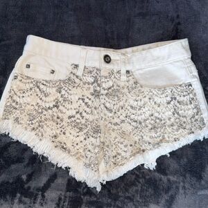 Daytrip Studded Crochet Jean Shorts